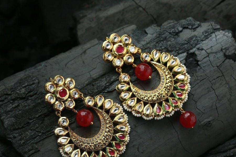Red Beaded Style Earrings