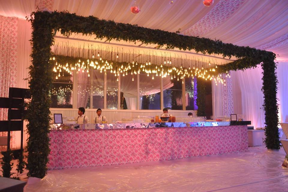 Wedding decor and seating setup