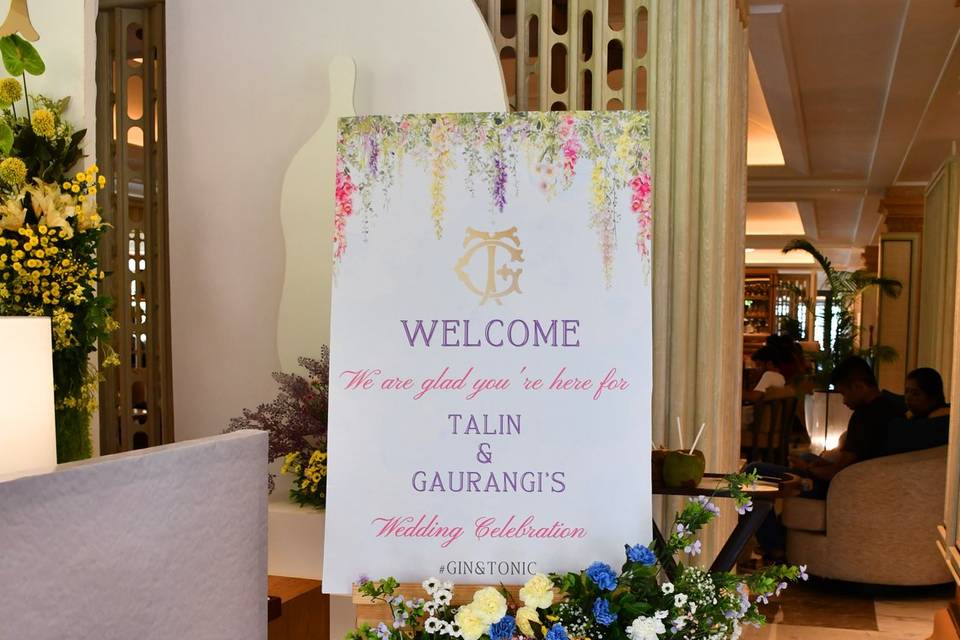 Lobby welcome board