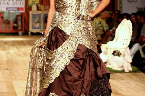 Niharika Konidela picked an emerald Shantanu and Nikhil Gown for her  Sangeet - WeddingSutra