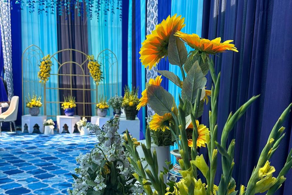 Blue themed decor
