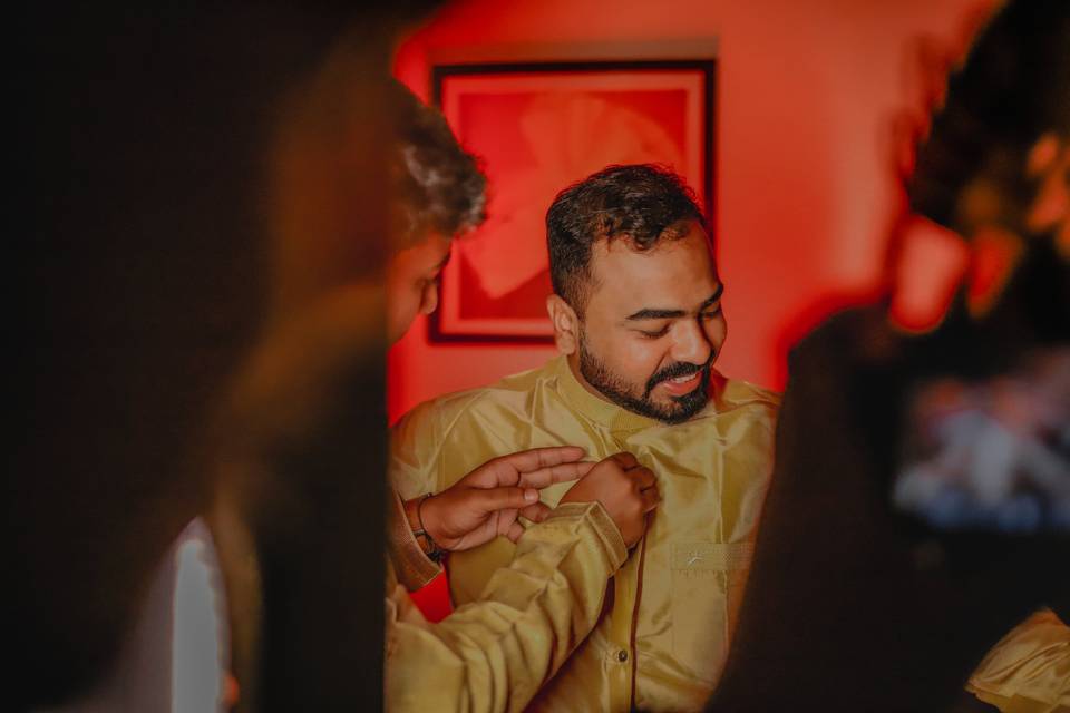 Groom getting ready