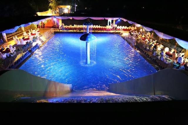 By the pool side