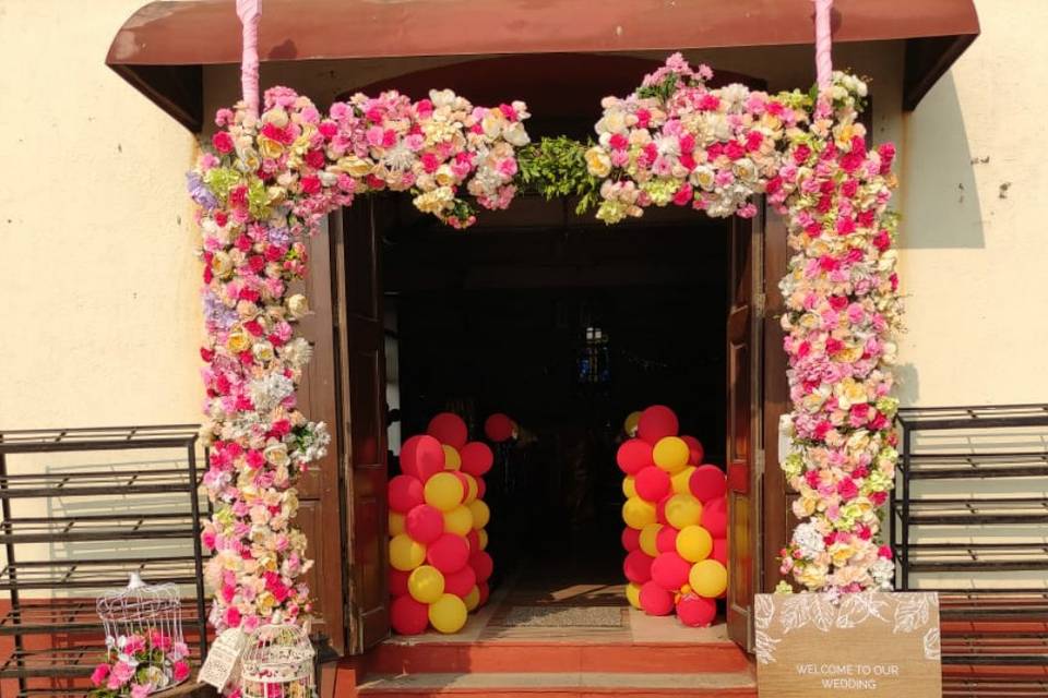 Church wedding entrance setup