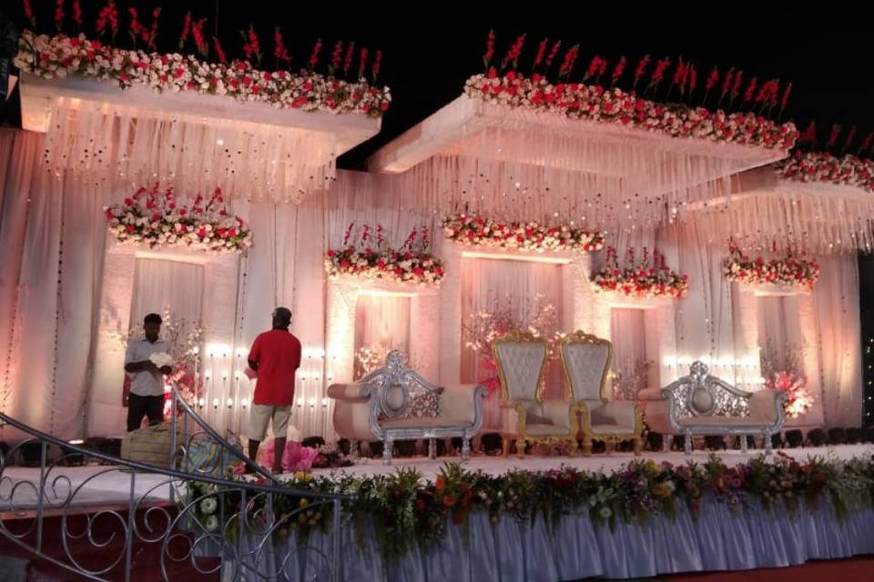 Reception setup with a floral