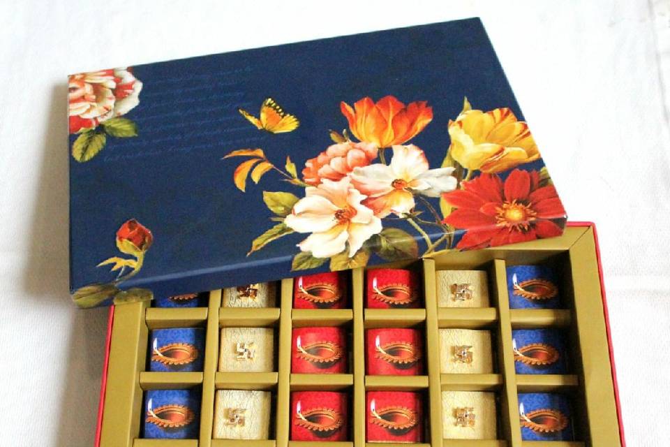 Blue floral Choco mithai box