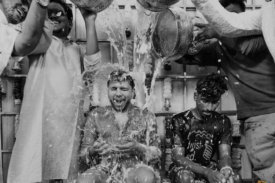 Groom showers