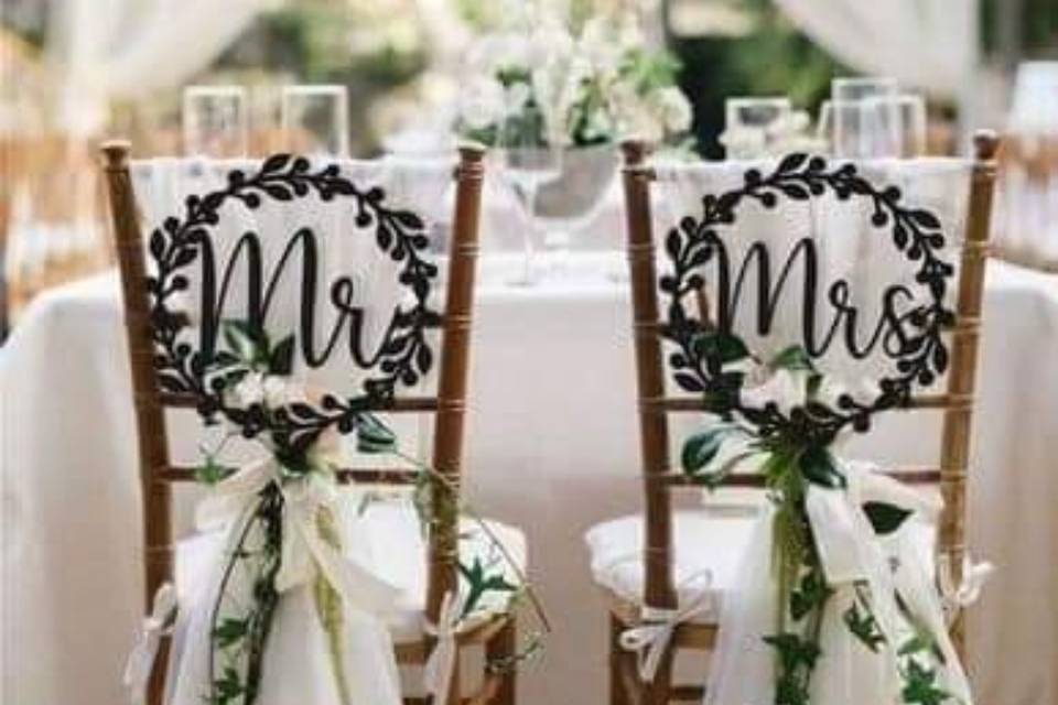 Wedding chairs for groom bride