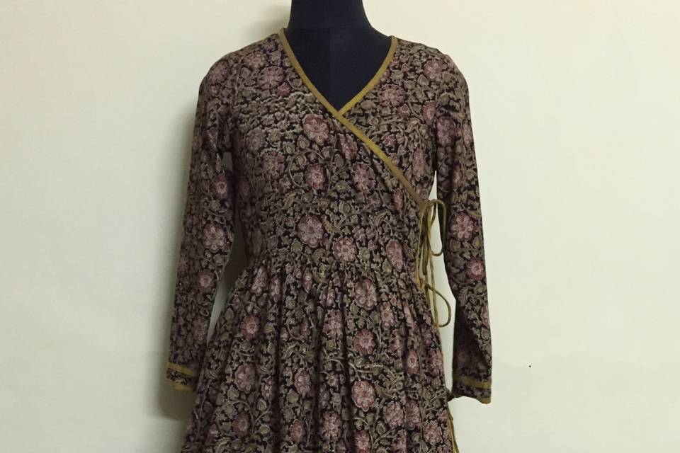 Kalamkari wrap dress