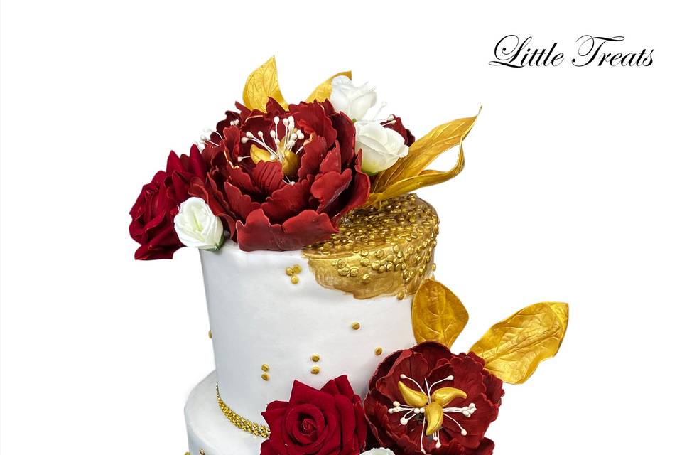 Edible red Peony Cake