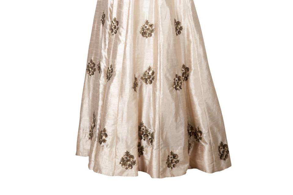 Crunch Beige Cape Lehenga