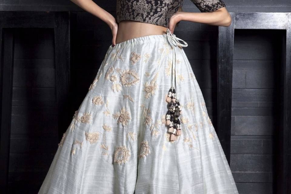 Black velvet lehenga