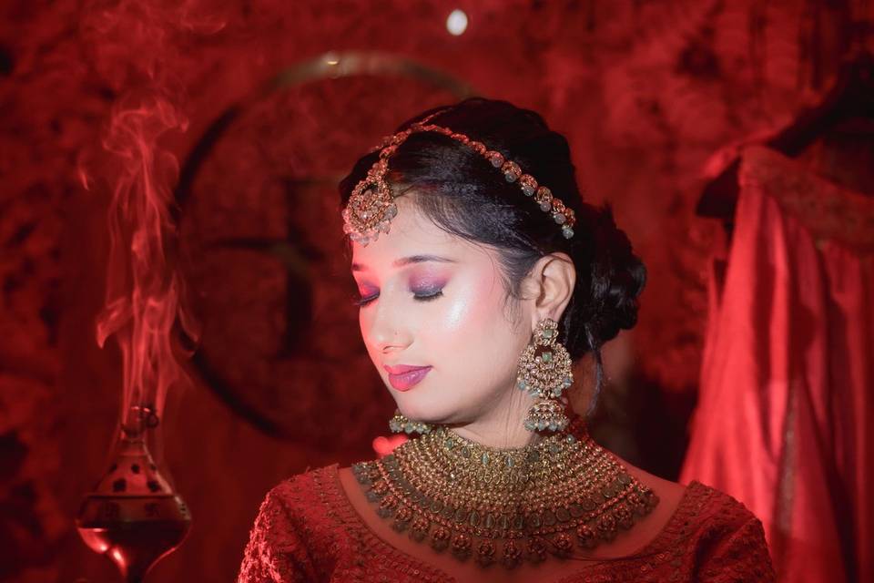 Indian Bride Posing with Smoke