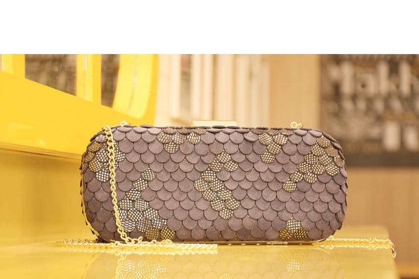 Embellished Leather clutch