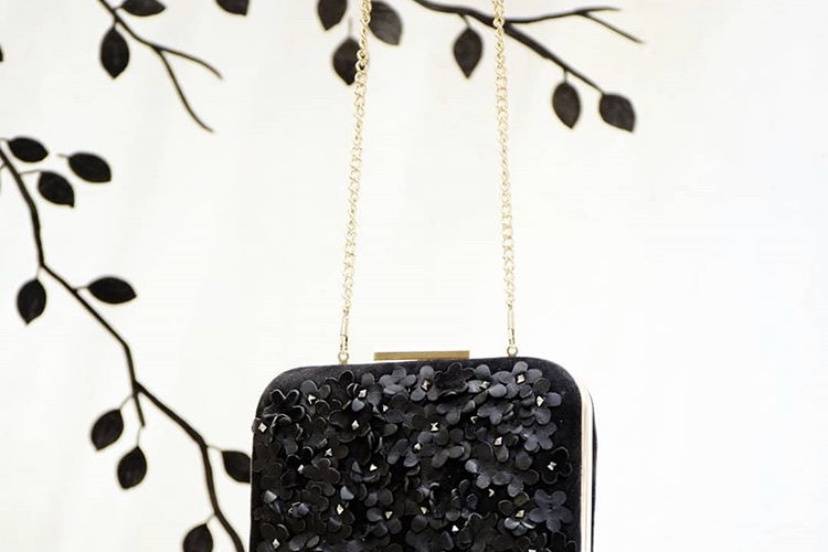 Embellished Leather clutch