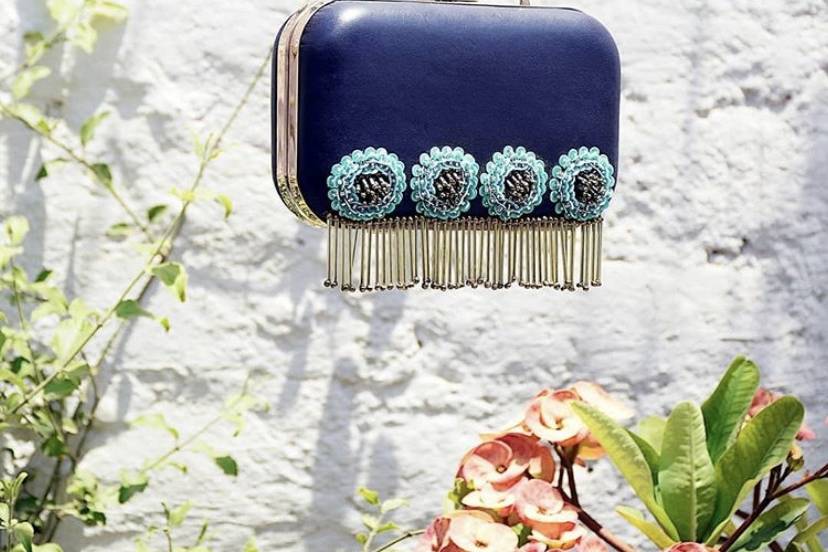 Embellished Leather clutch