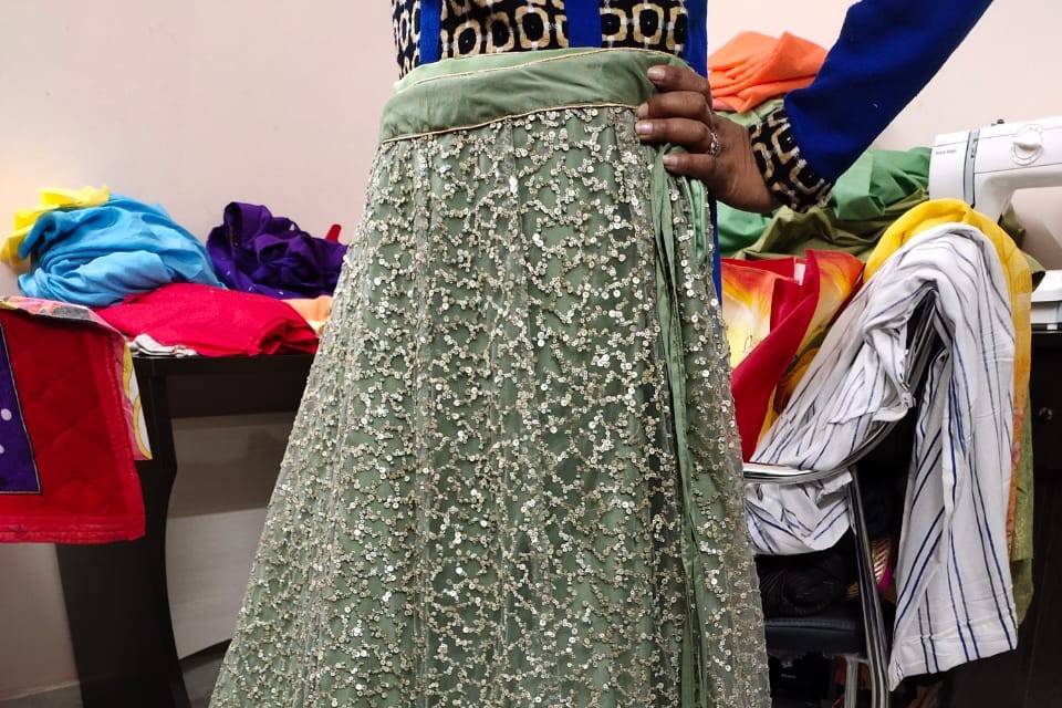 Lehenga Choli : Multicolor georgette print and sequence embroidery ...