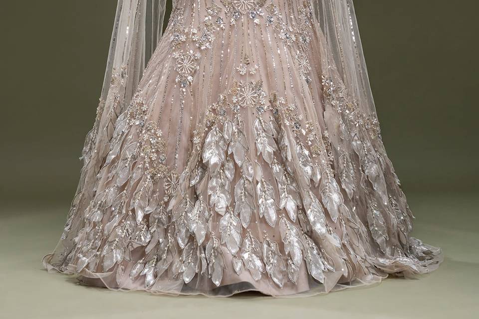 Beige Fishcut Lehenga