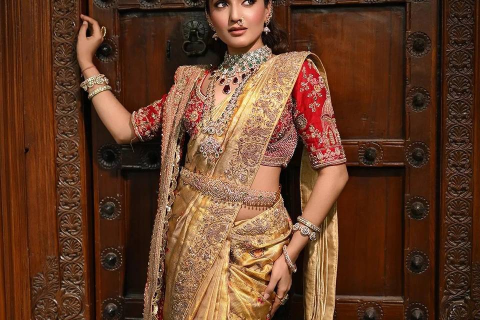 Gold Kanchipuram Tissue Saree