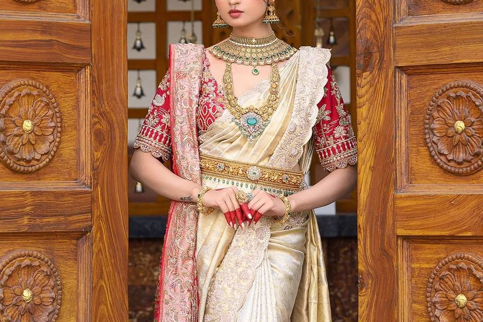 Light Gold Kanchipuram Saree