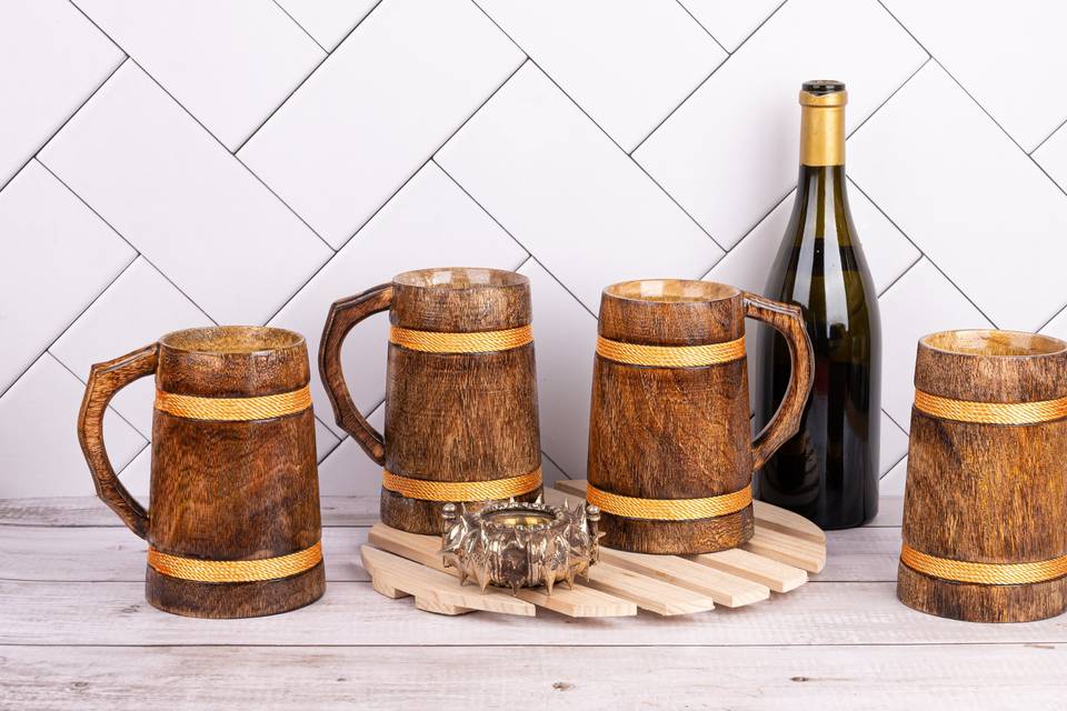 Wooden beer mug