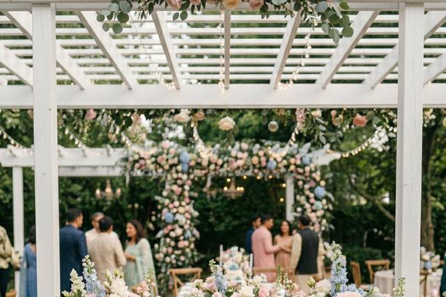 Outdoor buffet , pastel