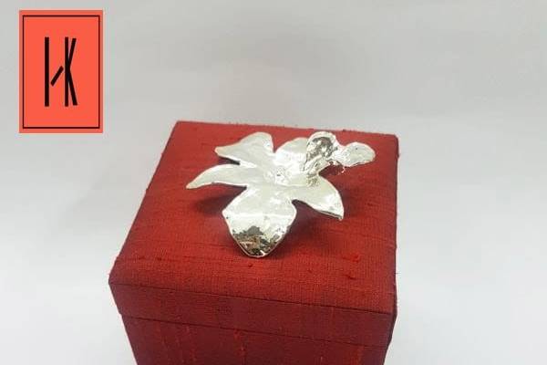 Box with silver orchid