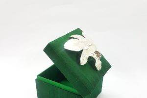Box with silver orchid