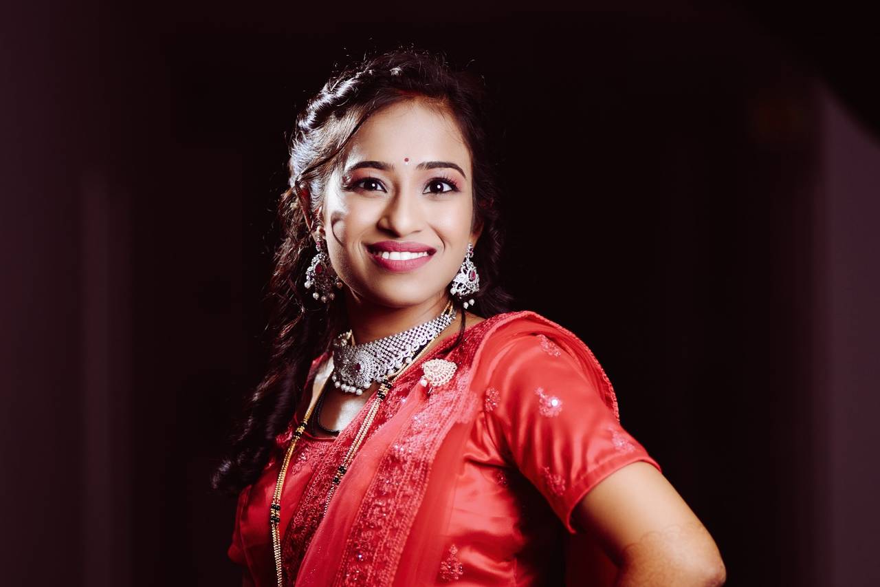 rs_bridal_makeup #red #cultural #saree #puberty #ceremony #roses #jewelry  #bangles #bindi #tamil #cultu… | Bridal makeup, Half saree function, Indian  designer wear