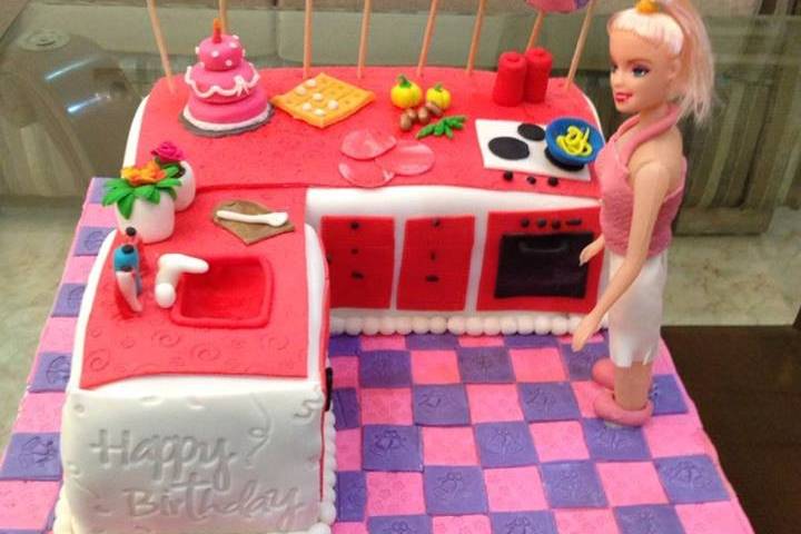 Kitchen set theme cake for cute... - Jainu's Cake World | Facebook