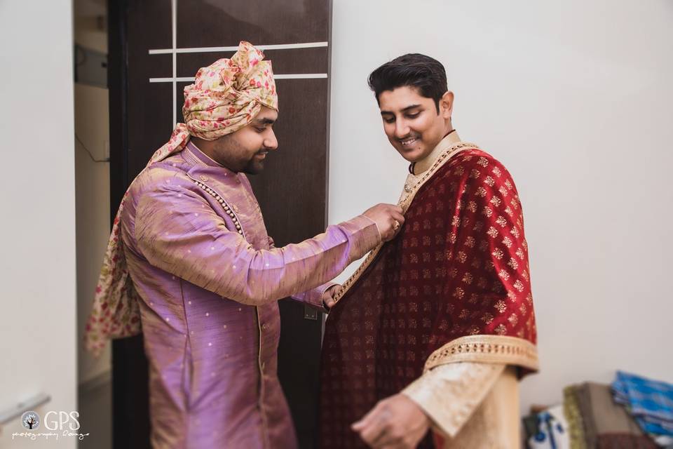 Groom getting ready