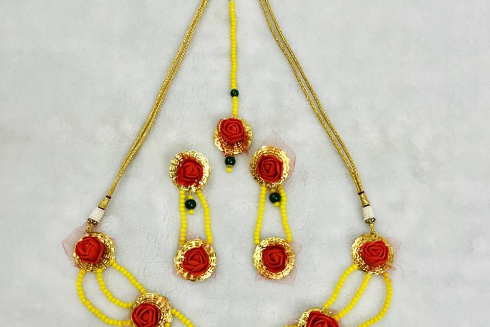 Handcrafted haldi jewellery