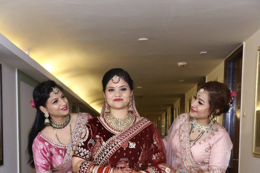 Bride with bridesmaids