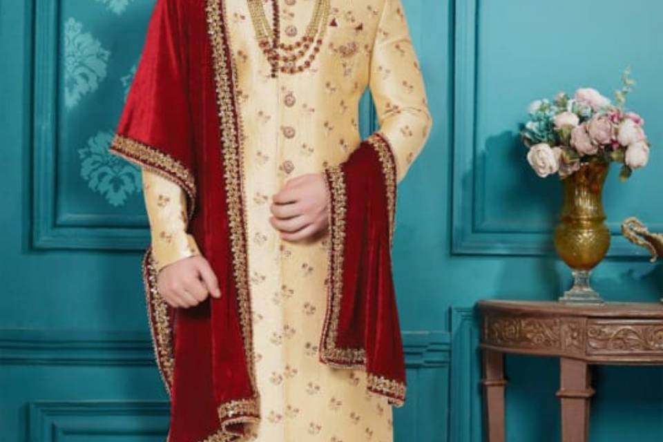 Sherwani Gold Red