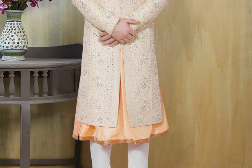 Sherwani Gold Red