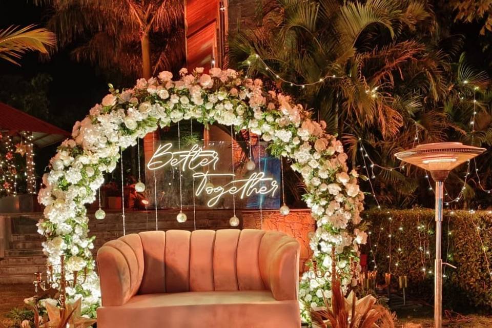 Couple seating backdrop
