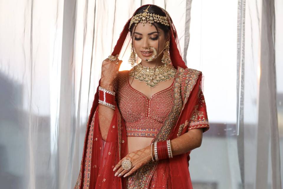 Red Bridal Silk Lehenga