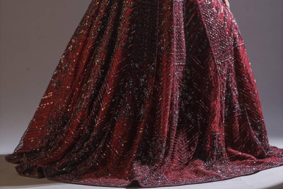 Garnet Red Net Gown