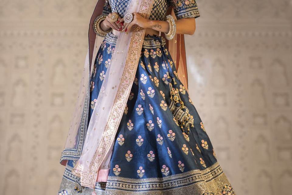 Blue and Pink Lehenga