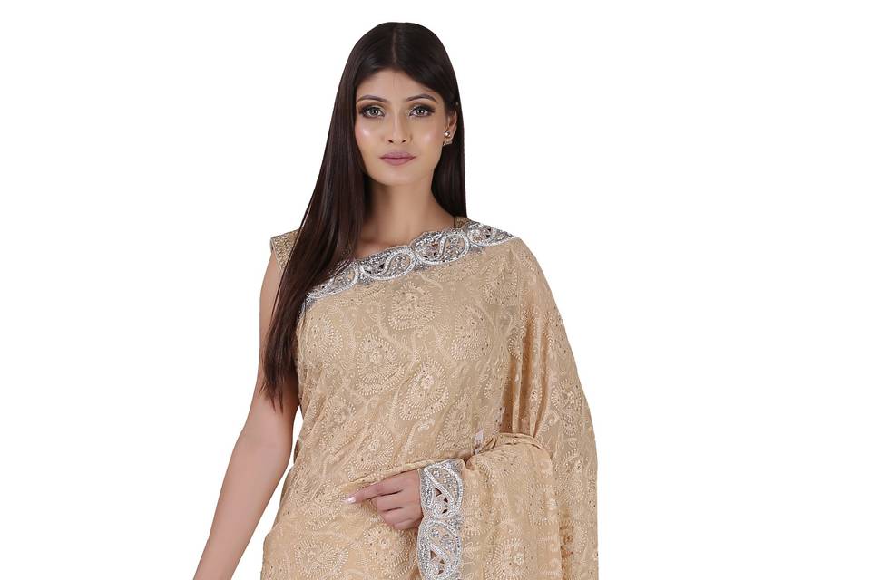 Heavy Border Golden Saree