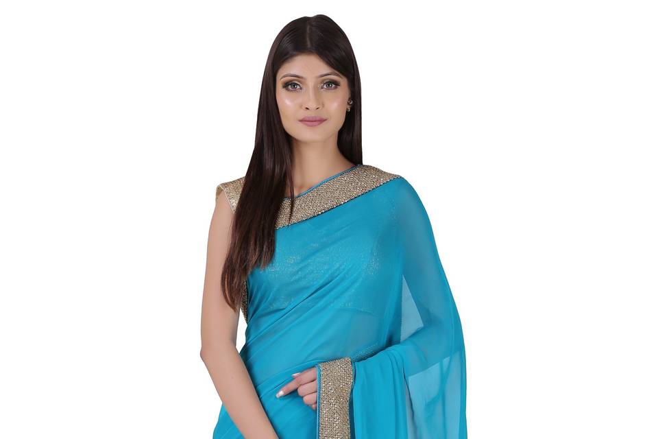 Blue Saree with heavy border