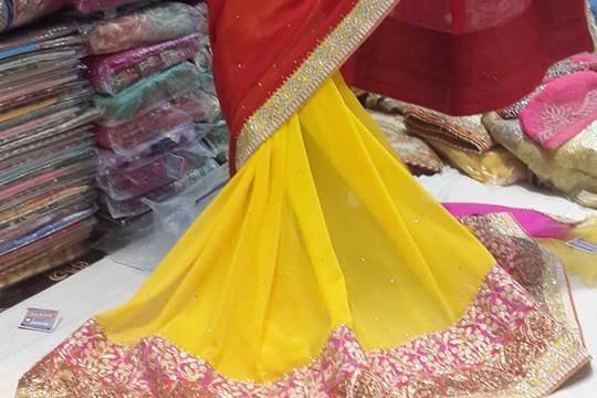 Embroidered Bridal Wear Katan Silk Lehenga Saree at Rs 2475/piece in Surat