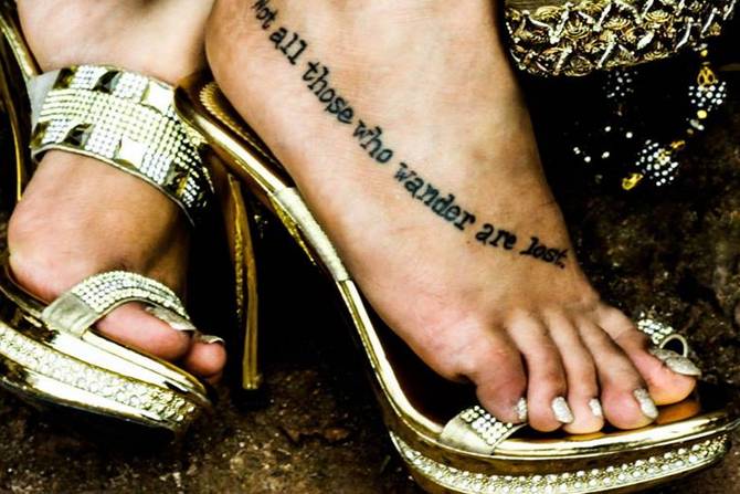 not all who wander are lost foot tattoo