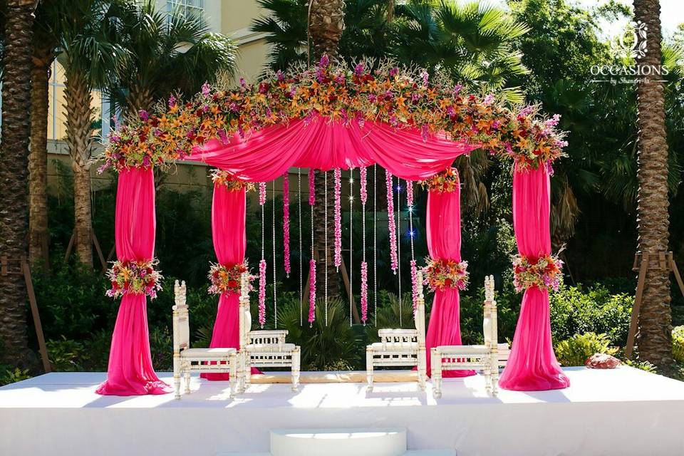 Wedding mandap in pink
