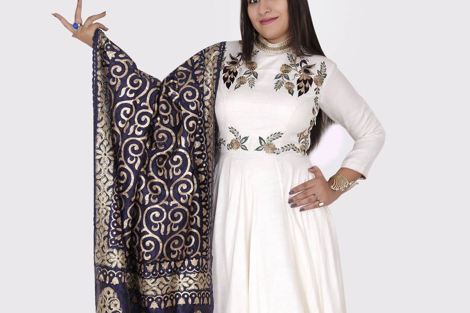 White anarkali