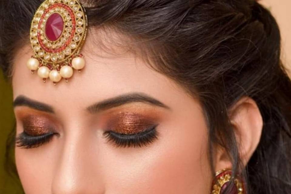 Pary makeup with hairstyling