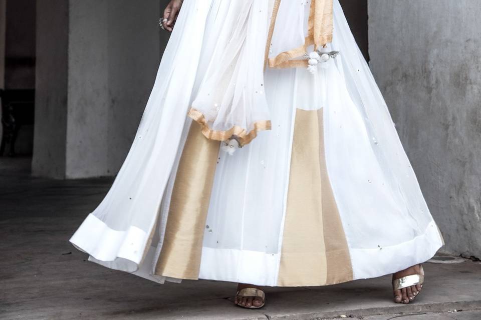 Ivory banarsi panel suit