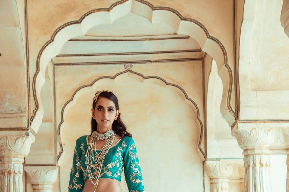 Green banarsi lehenga