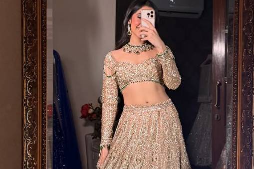 Cream color wedding lehenga