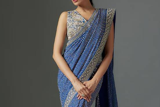 Navy Blue Georgette Zardosi &